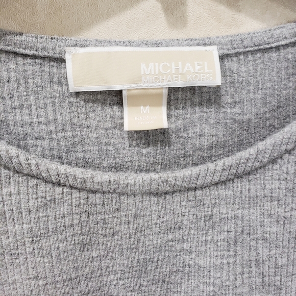 Michael Kors Not So Basic Long Sleeve Bell Sleeve Ribbed Top Blouse Shirt Size M - Picture 2 of 7